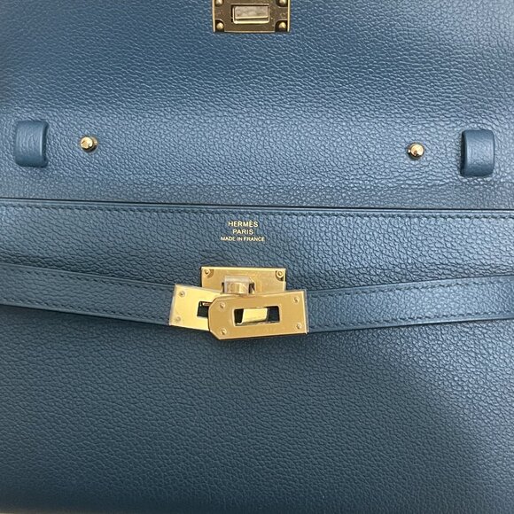 Brand New Hermes Kelly To Go Wallet Bag - Blue de Prusse / GHW - Picture 3 of 14